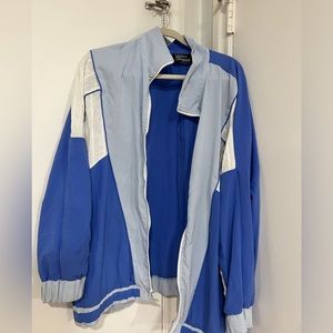 Silver Threads Tri-Texture Blue and White Windbreaker